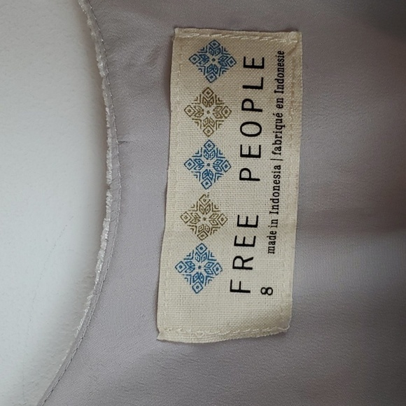 Free People Fit & Flare Tank dress Womens 8 Silver Gray Crushed Velvet Chiffon - Picture 3 of 13